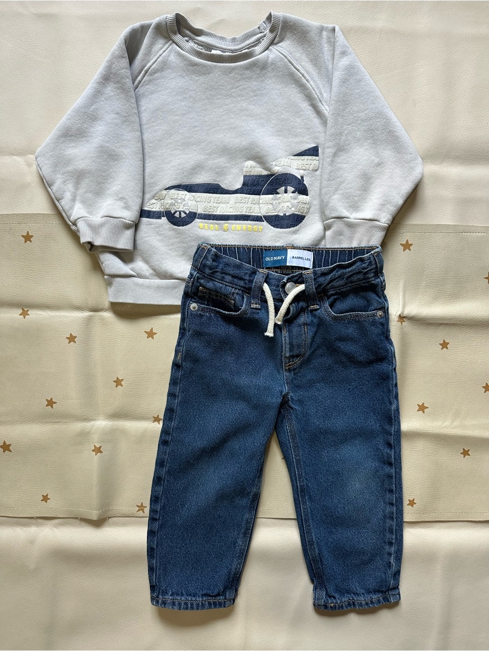 2/3 Zara Race Car Crewneck Sweatshirt & 2t Old Navy Barrel Leg Jeans